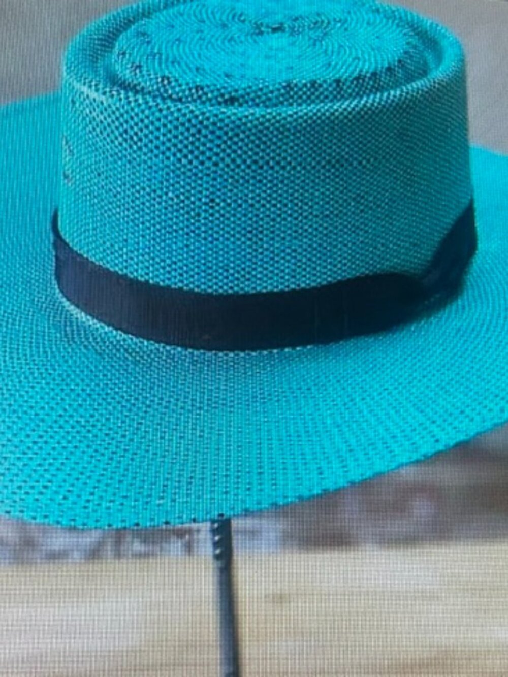 Charlie 1 Horse The Guardian Woven Straw Teal Blue Black Wide Band Brim Hat NEW